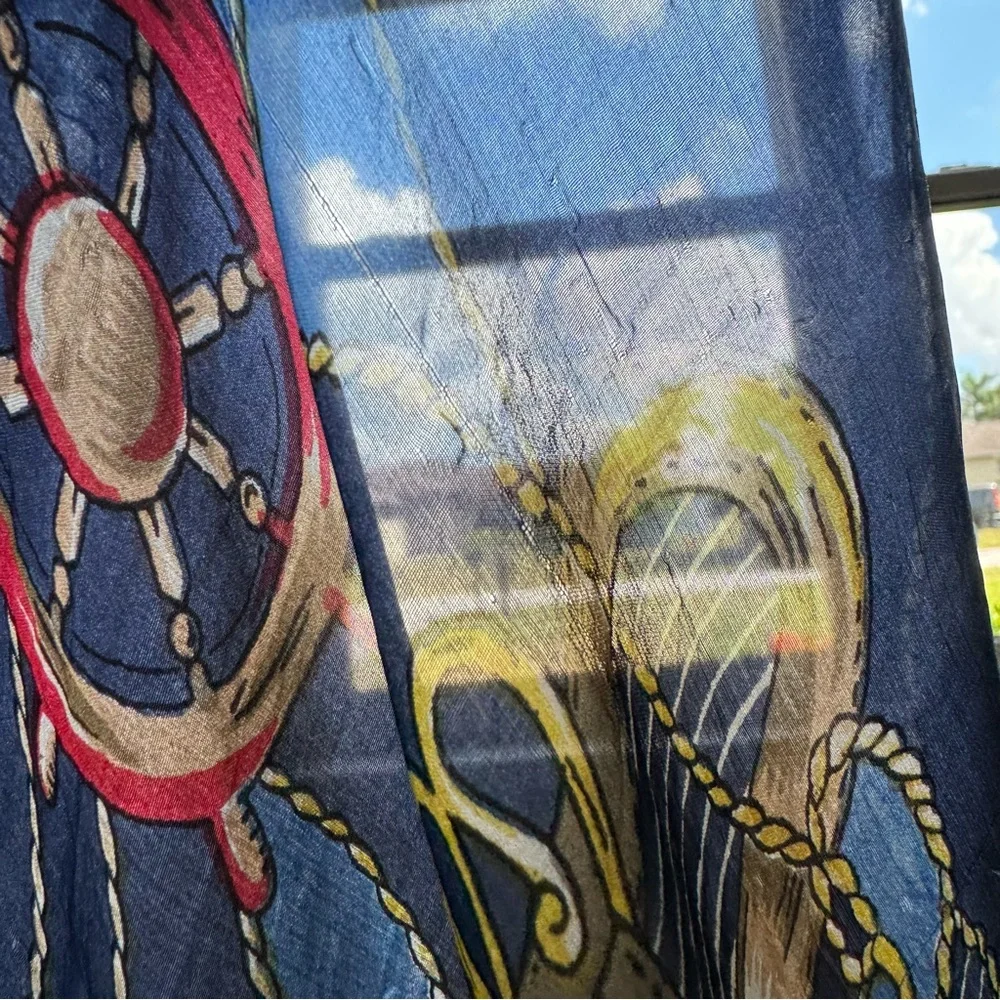 VTG Carlo Orsini Pure Silk Scarf Equestrian Nautical 41”x58” Preppy Old Money